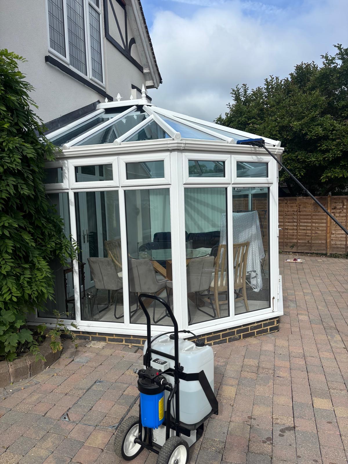 Clean conservatory exterior after cleaning by Noble Exterior Cleaning