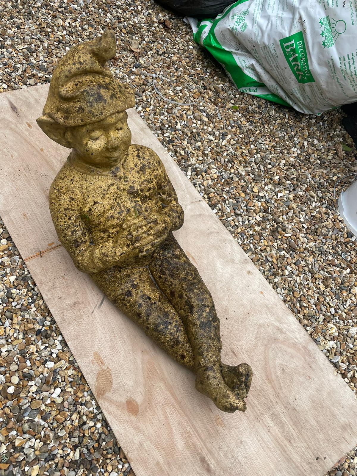 Weather-stained exterior garden ornament before cleaning by Noble